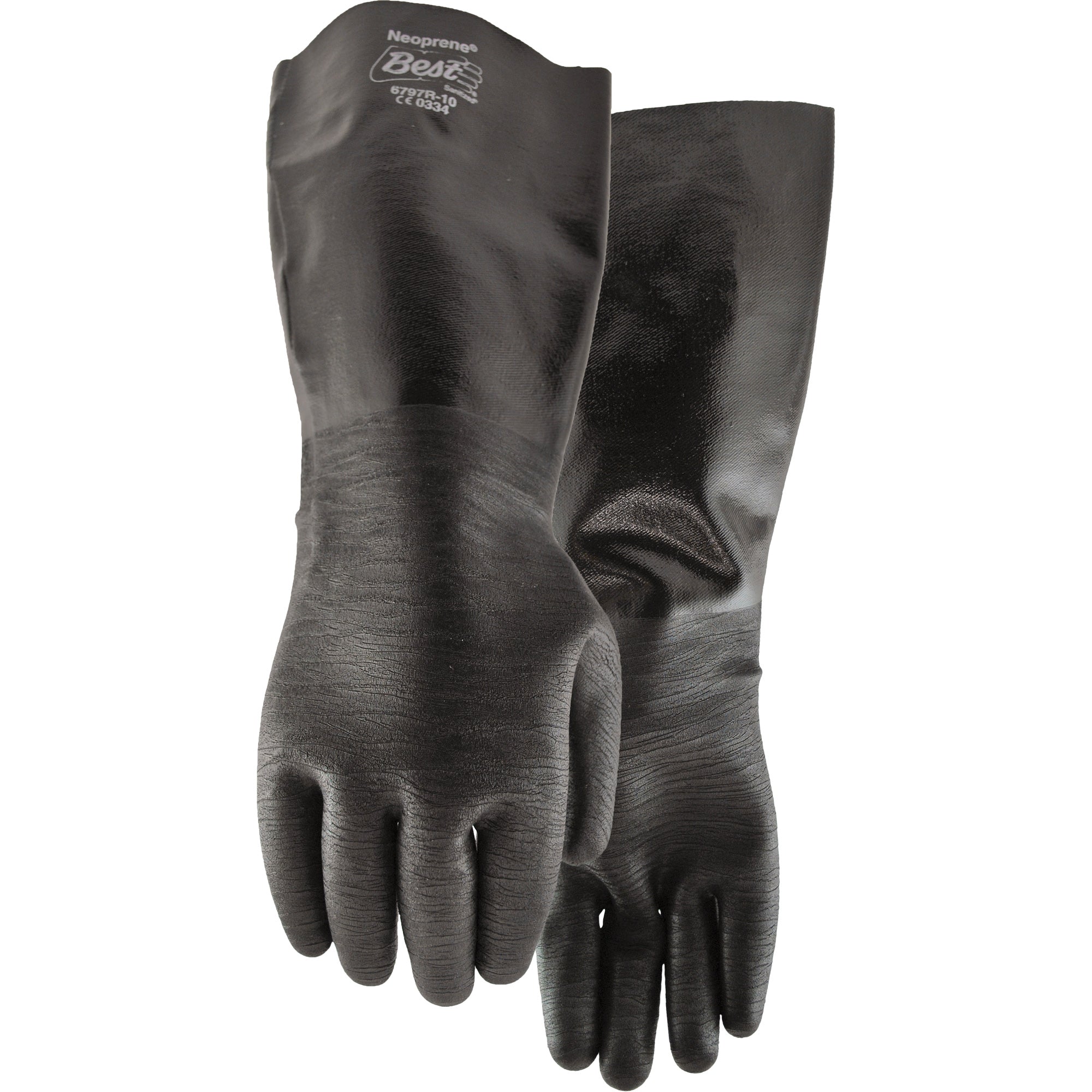 Gloves, Neoprene, Size Large/10, 18 L, Cotton Inner Lining, 84-mil,  Chemical Resistant Gloves